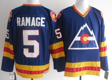 Men's Colorado Avalanche #5 Rab Ramage Blue Throwback CCM Jersey