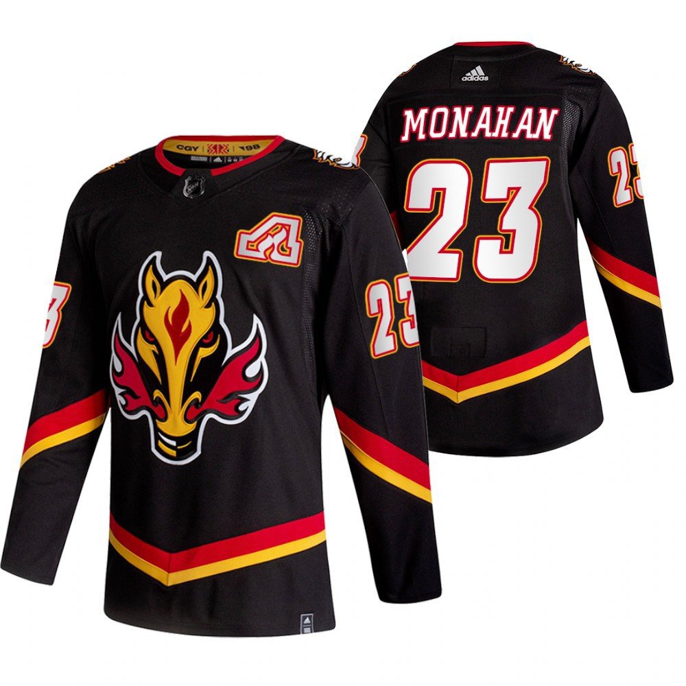 Calgary Flames #23 Sean Monahan Black Reverse Retro Alternate Jersey